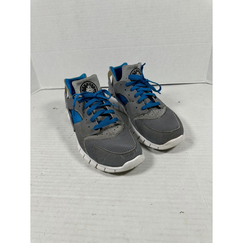 Nike Huarache Free Run Mens 11 Wolf Grey Blue Glow 487654-014 Sneakers